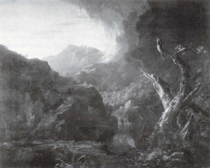 Thomas Cole Landschaft mit Baumstumpfen oil painting image